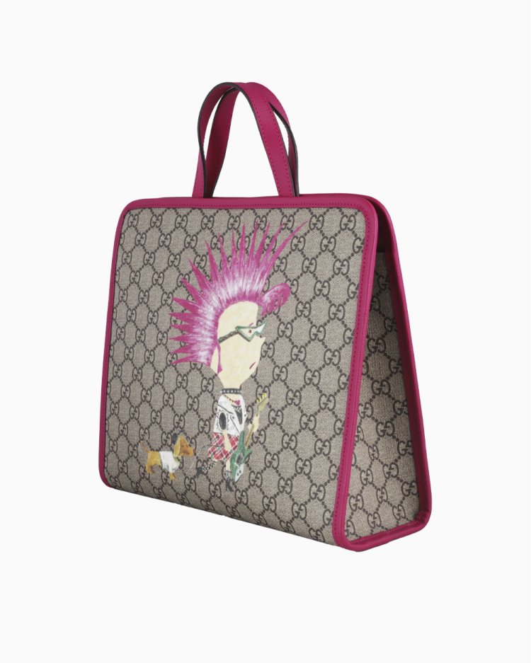 Bolsa Gucci Original Kids Punk Print GG Supreme Rosa Feminina